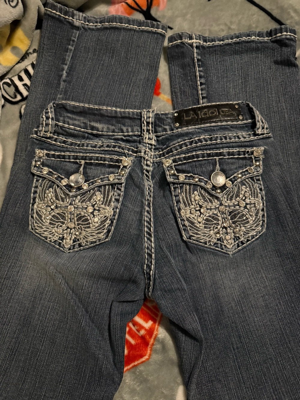 L.A. idol Embellished Dark Blue Boot Cut Jeans